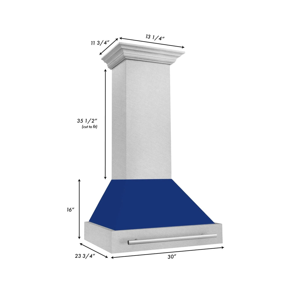 ZLINE 30" DuraSnow® Stainless Steel Range Hood with Color Shell Options 8654SNX-BG-30