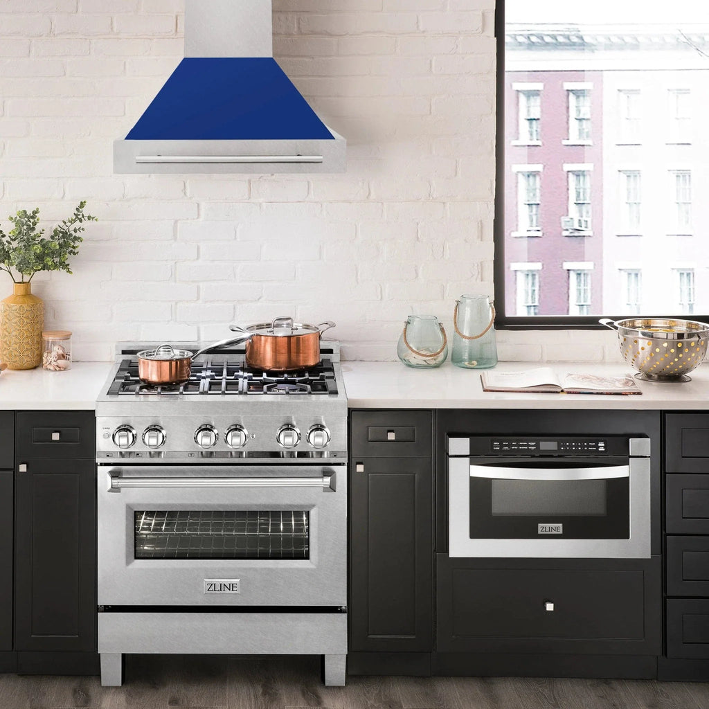 ZLINE 30" DuraSnow® Stainless Steel Range Hood with Color Shell Options 8654SNX-BG-30