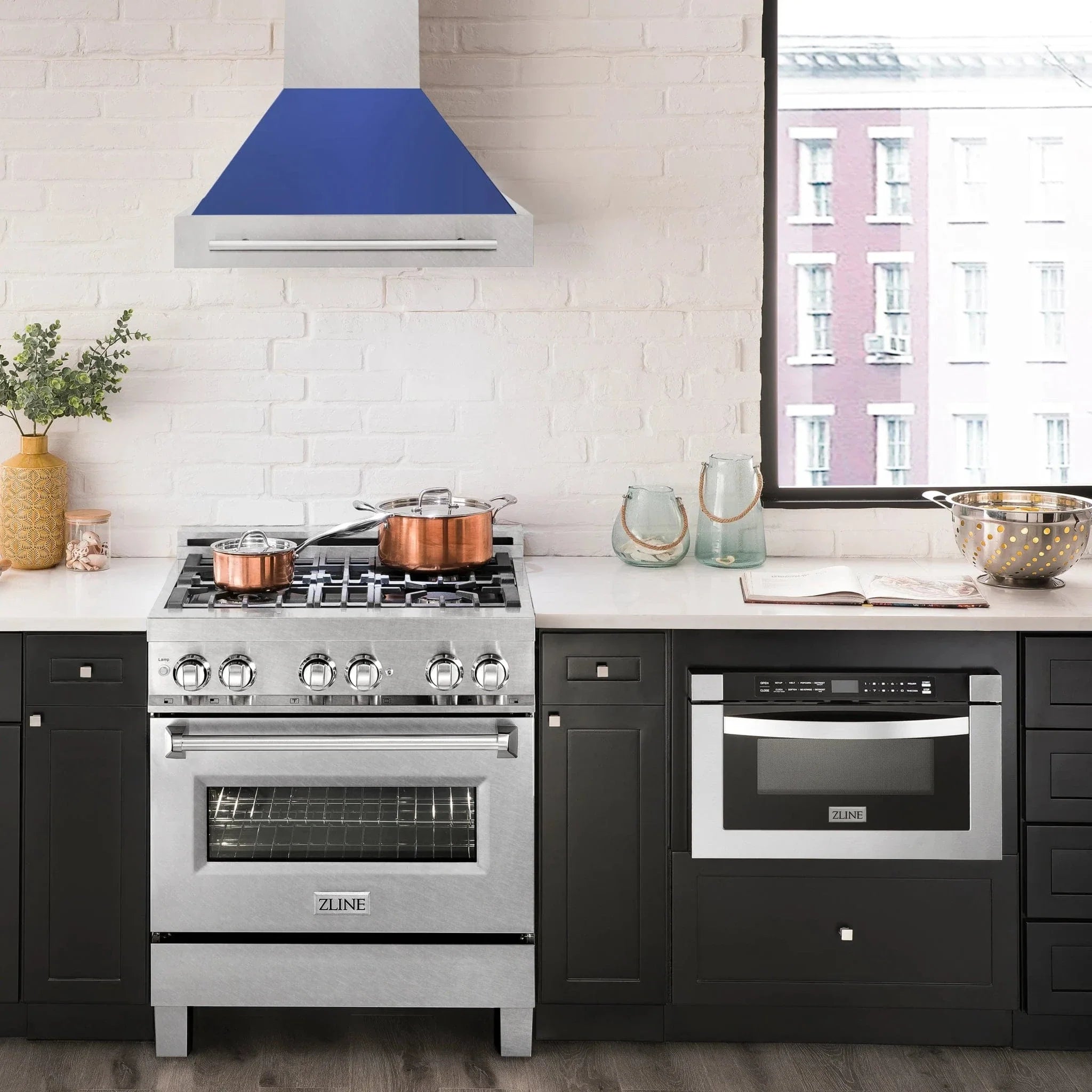 ZLINE 30" DuraSnow® Stainless Steel Range Hood with Color Shell Options 8654SNX-BM-30