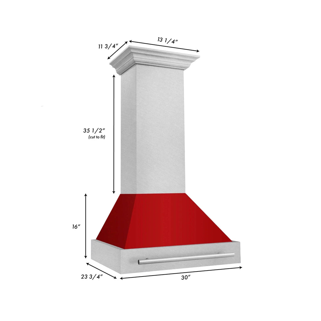 ZLINE 30" DuraSnow® Stainless Steel Range Hood with Color Shell Options 8654SNX-RM-30