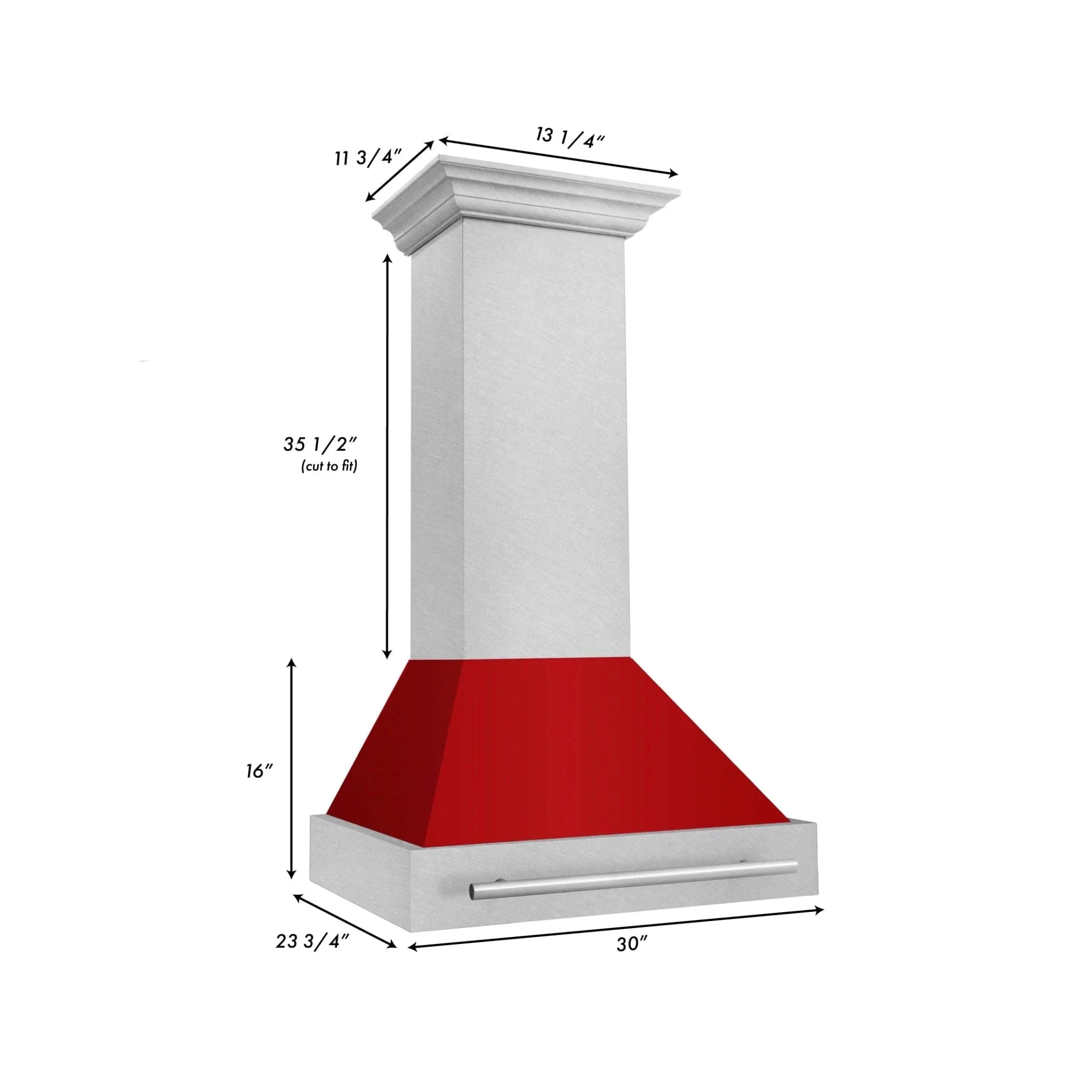 ZLINE 30" DuraSnow® Stainless Steel Range Hood with Color Shell Options 8654SNX-RM-30