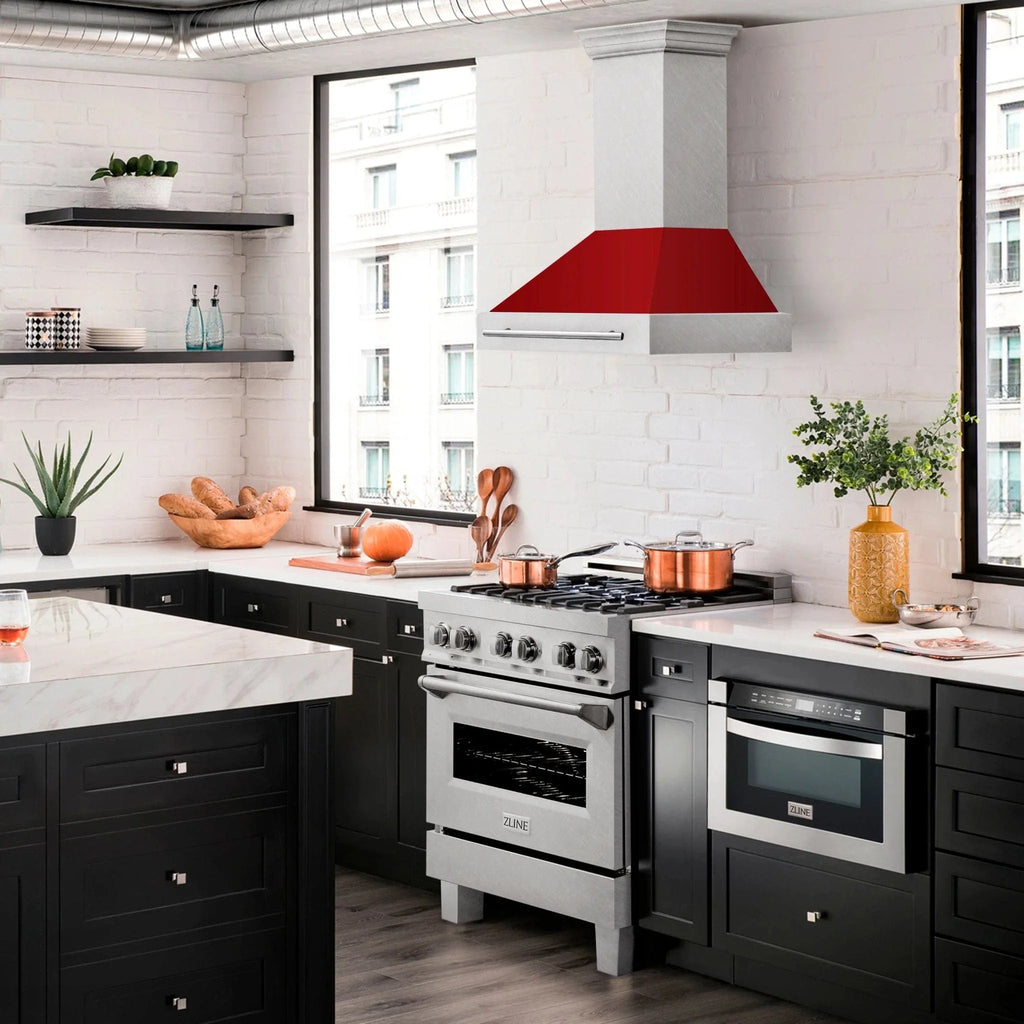 ZLINE 30" DuraSnow® Stainless Steel Range Hood with Color Shell Options 8654SNX-RM-30