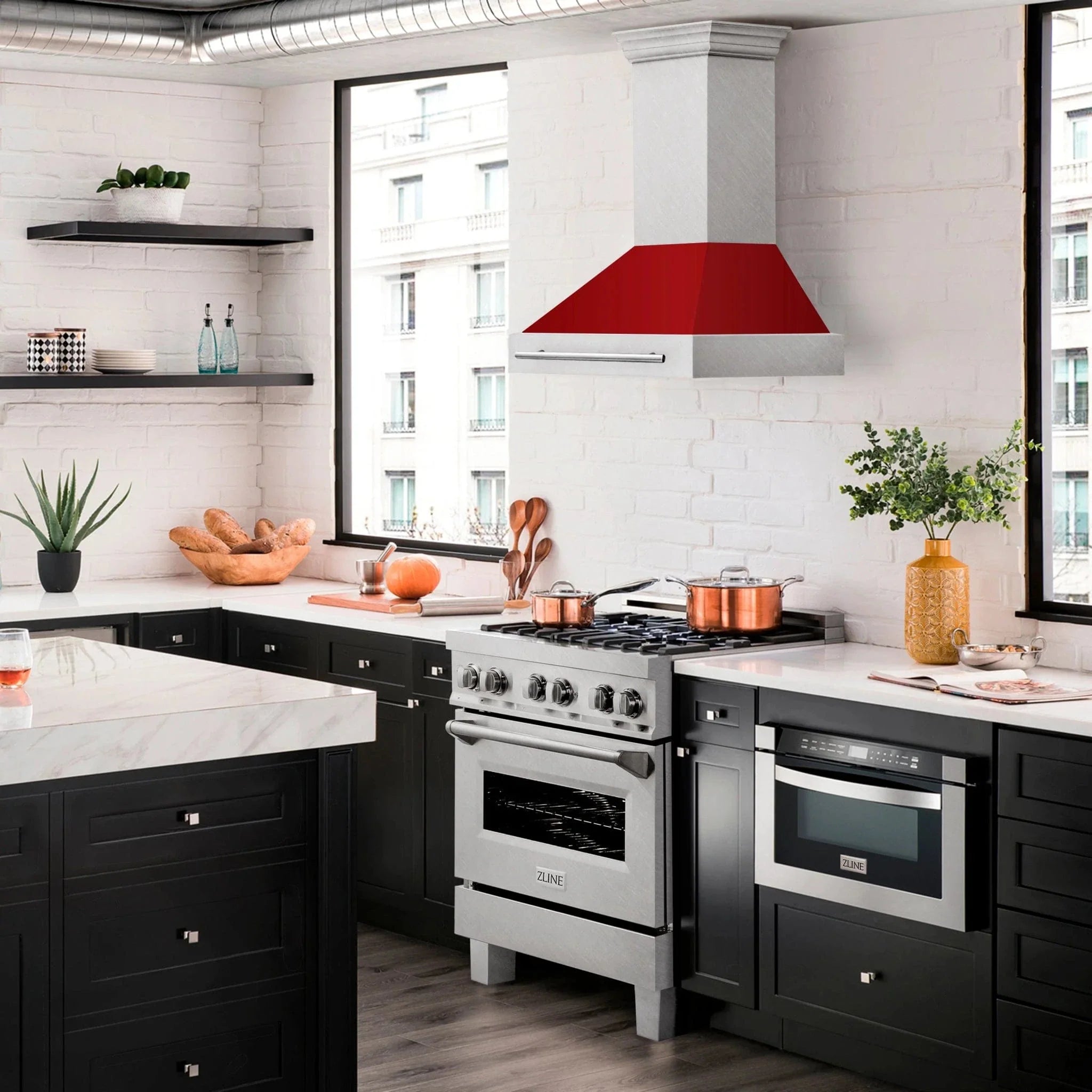 ZLINE 30" DuraSnow® Stainless Steel Range Hood with Color Shell Options 8654SNX-RM-30