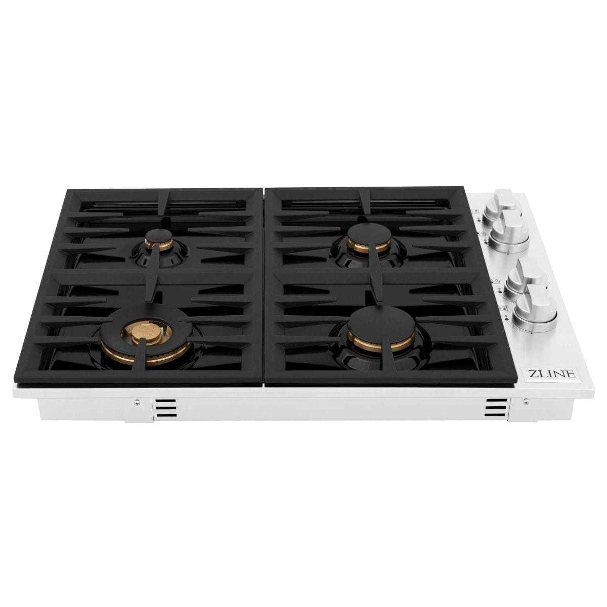 ZLINE 30" Gas Cooktop with 4 Gas Brass Burners and Black Porcelain Top RC-BR-30-PBT
