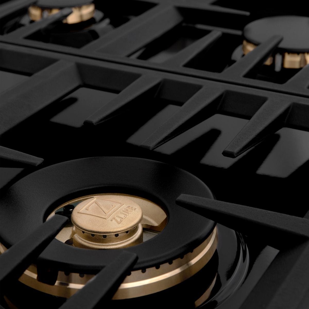 ZLINE 30" Gas Cooktop with 4 Gas Brass Burners and Black Porcelain Top RC-BR-30-PBT