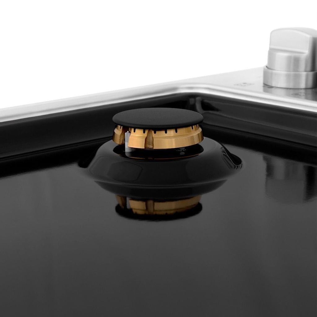 ZLINE 30" Gas Cooktop with 4 Gas Brass Burners and Black Porcelain Top RC-BR-30-PBT