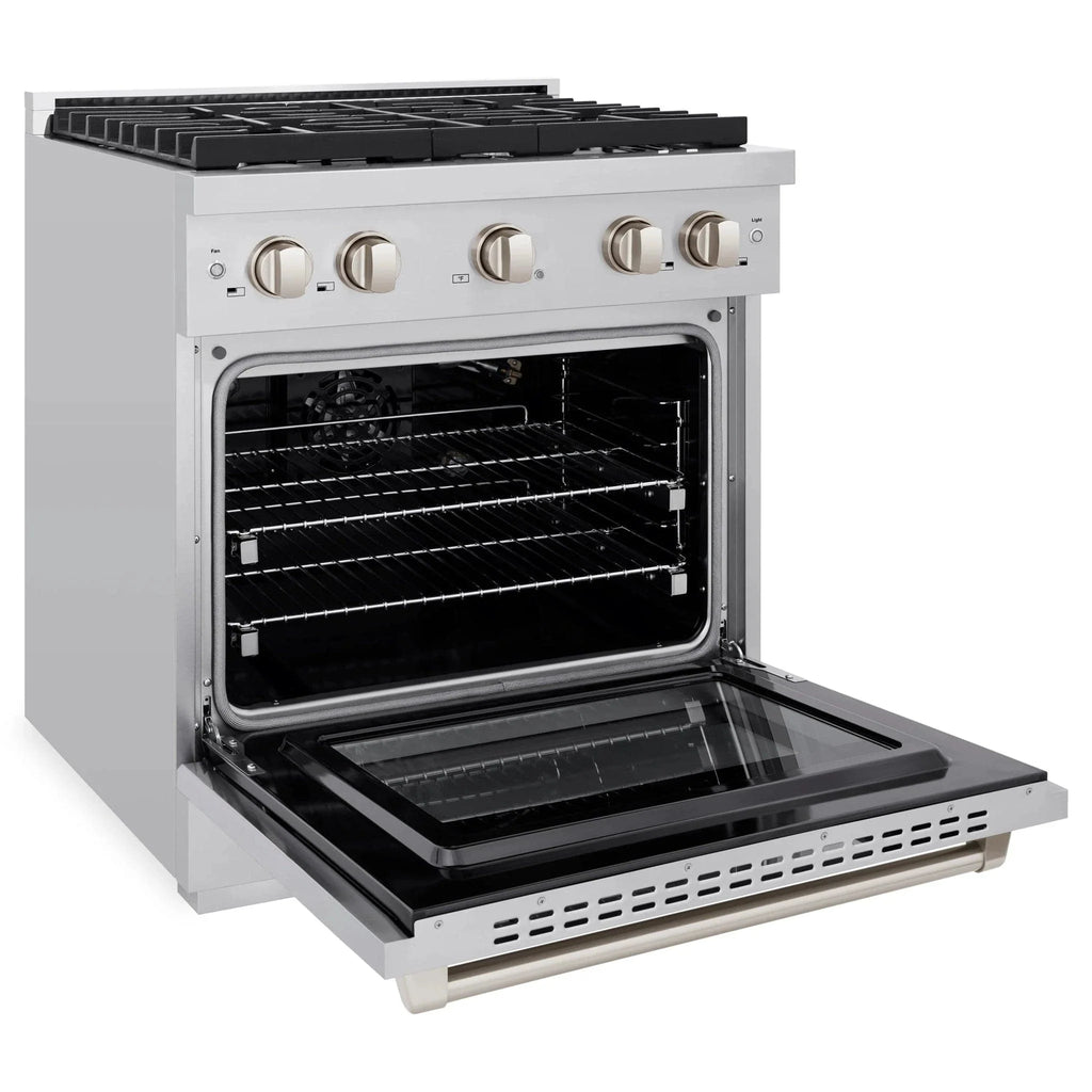 ZLINE 30 in. 4.2 cu. ft. 4 Burner Gas Range with Convection Gas Oven in Stainless Steel, SGR30