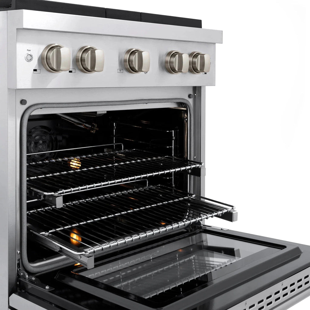 ZLINE 30 in. 4.2 cu. ft. 4 Burner Gas Range with Convection Gas Oven in Stainless Steel, SGR30