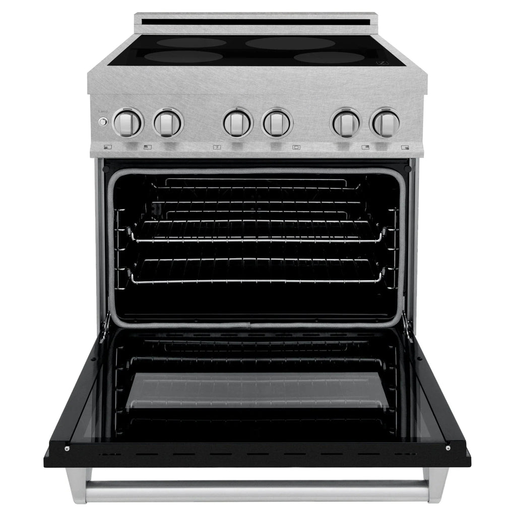 ZLINE 30" Induction Range in DuraSnow with a 4 Element Stove and Electric Oven RAINDS-BLM-30