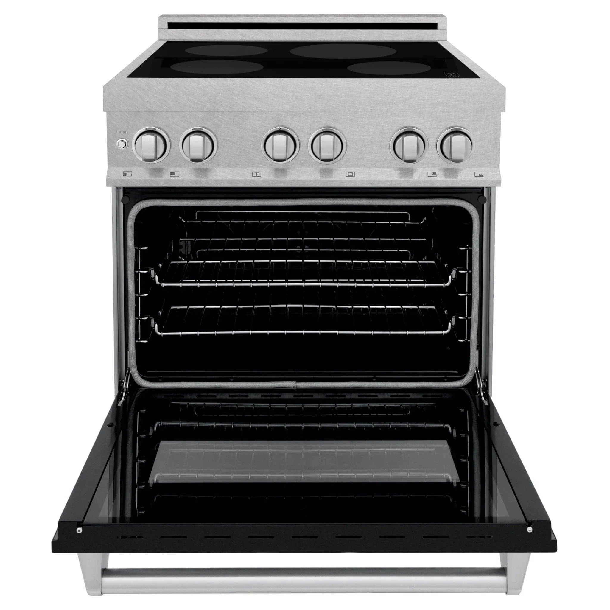 ZLINE 30" Induction Range in DuraSnow with a 4 Element Stove and Electric Oven RAINDS-BLM-30