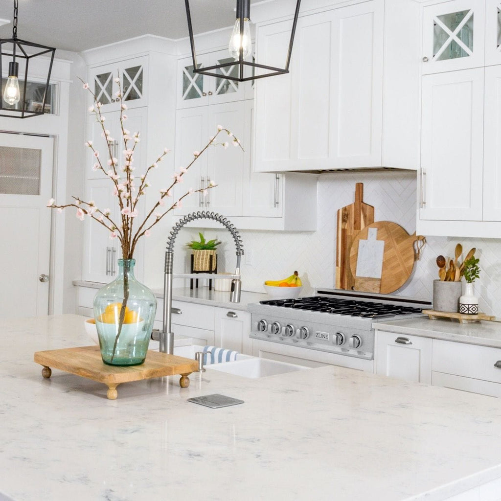 ZLINE 30" Porcelain Rangetop, DuraSnow®, 4 Brass Burners, RTS-BR-30
