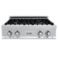 ZLINE 30" Porcelain Rangetop, DuraSnow®, 4 Brass Burners, RTS-BR-30