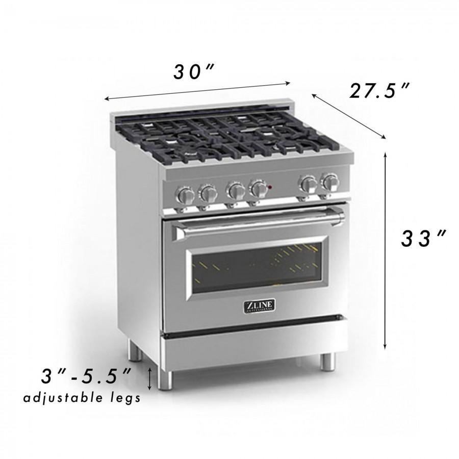 ZLINE 30" Professional Dual Fuel Range, Blue Matte Door, RA-BM-30