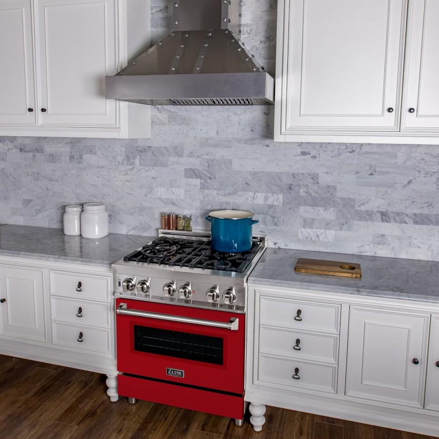 ZLINE 30" Professional Dual Fuel Range, Red Matte Door, RA-RM-30
