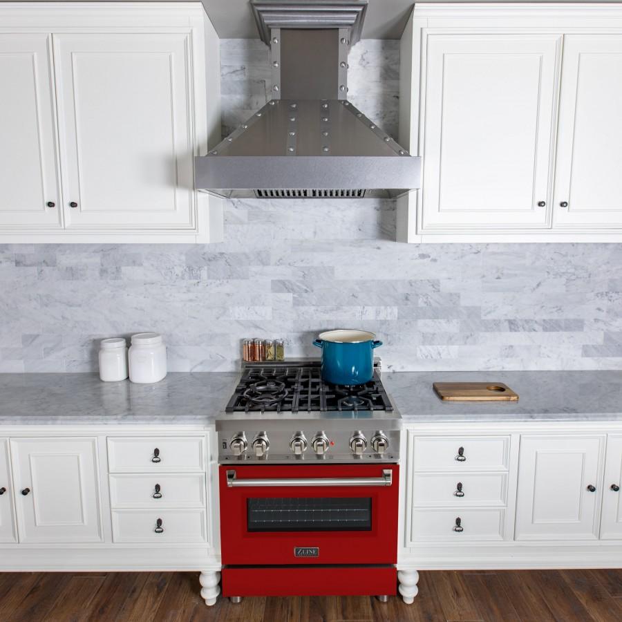 ZLINE 30" Professional Dual Fuel Range, Red Matte Door, RA-RM-30