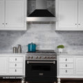ZLINE 30" Professional Dual Fuel Range, Snow Stainless, Black Matte Door, RAS-BLM-30