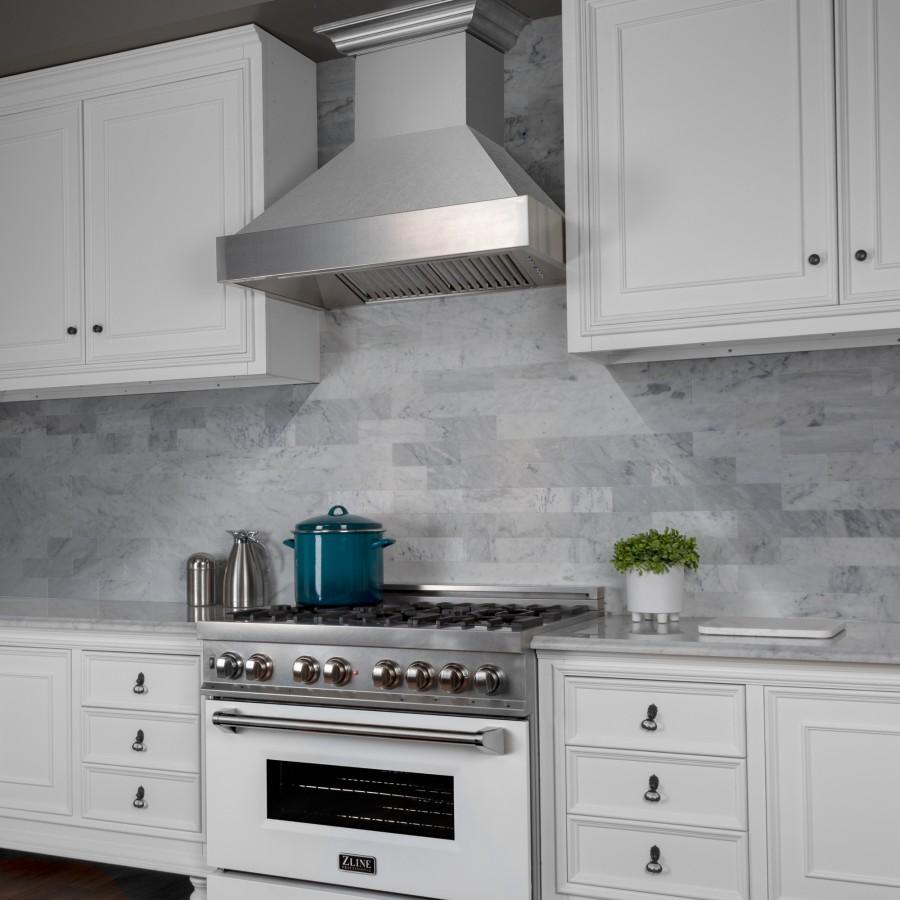 ZLINE 30" Snow Finish Stainless Range Hood with Snow Finish Shell, 8654SN-30