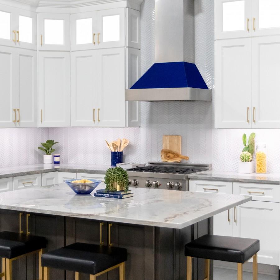 ZLINE 30" Snow Finish Wall Range Hood, Blue Gloss Shell, 8654BG-30