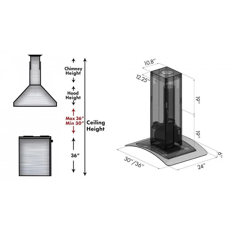 ZLINE 30" Stainless Steel Island Range Hood GL14i-30