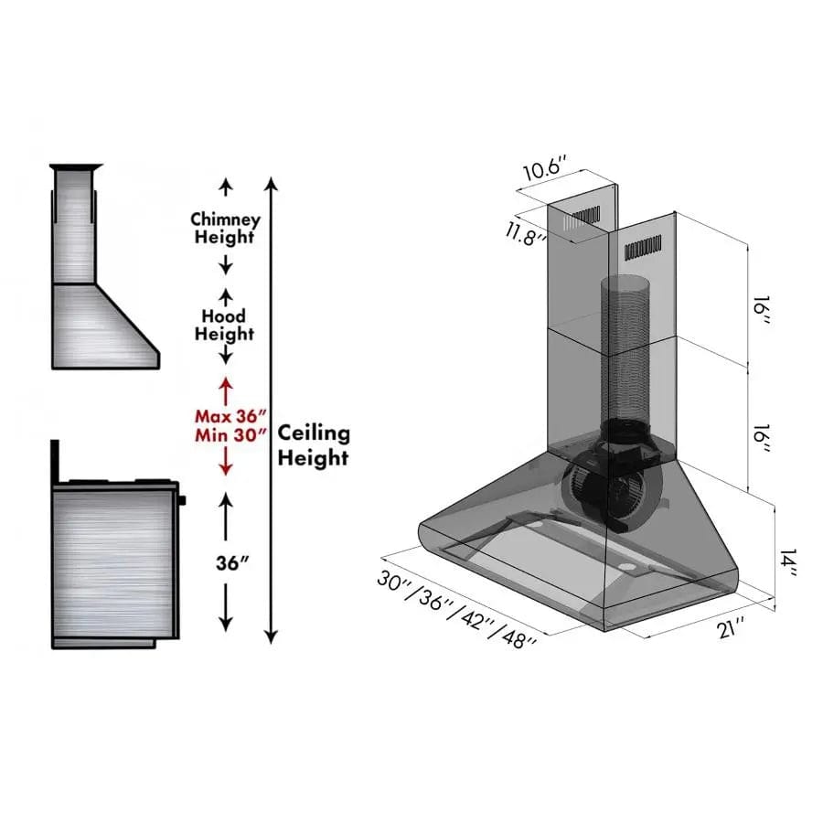 ZLINE 30" Stainless Steel Wall Range Hood, 587-30