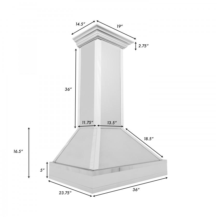 ZLINE 30" Wall Range Hood. DuraSnow Stainless, Mirror Accents, 655MR-30
