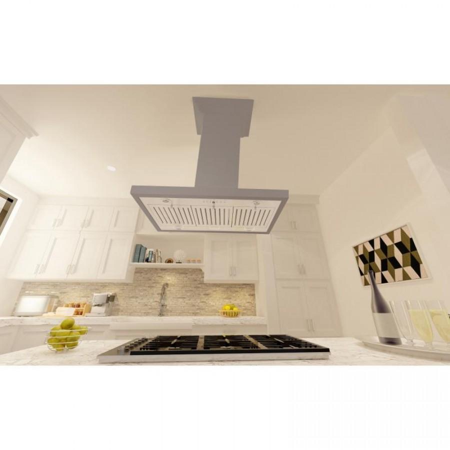 ZLINE 30" Wooden Island Mount Range Hood in Gray, KBiUU-RD-30