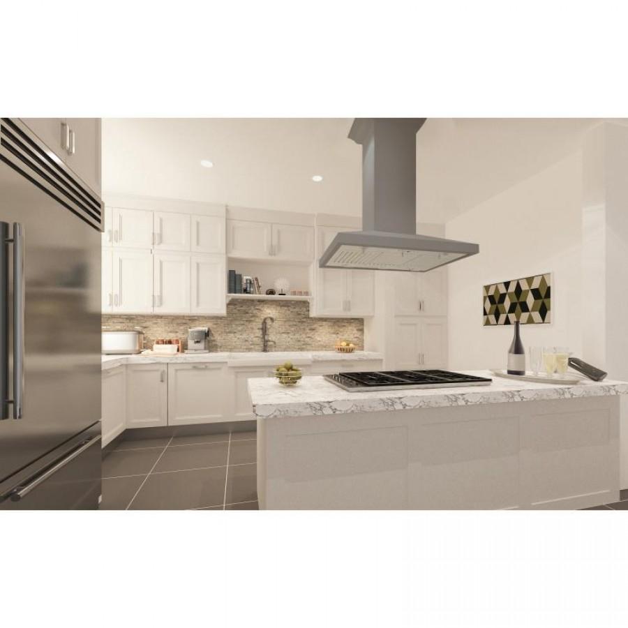ZLINE 30" Wooden Island Mount Range Hood in Gray, KBiUU-RS-30-400