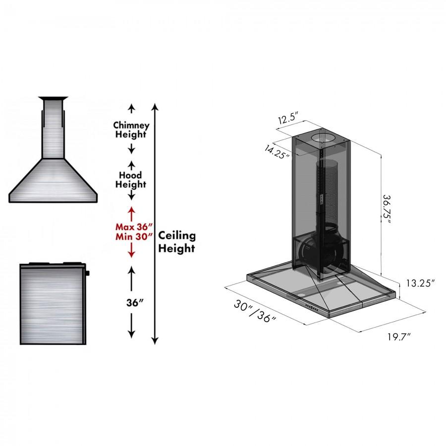 ZLINE 30" Wooden Island Range Hood in Cottage White, KBiTT-30