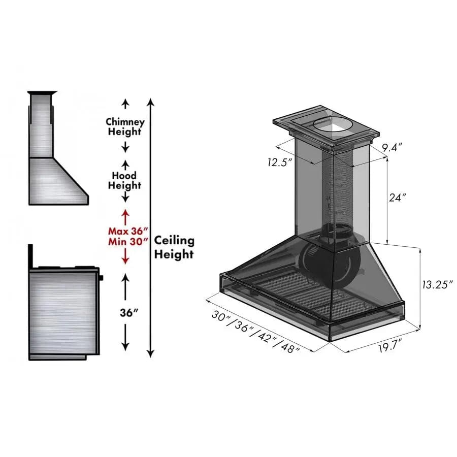 ZLINE 30" Wooden Wall Range Hood in Walnut, KBRR-30