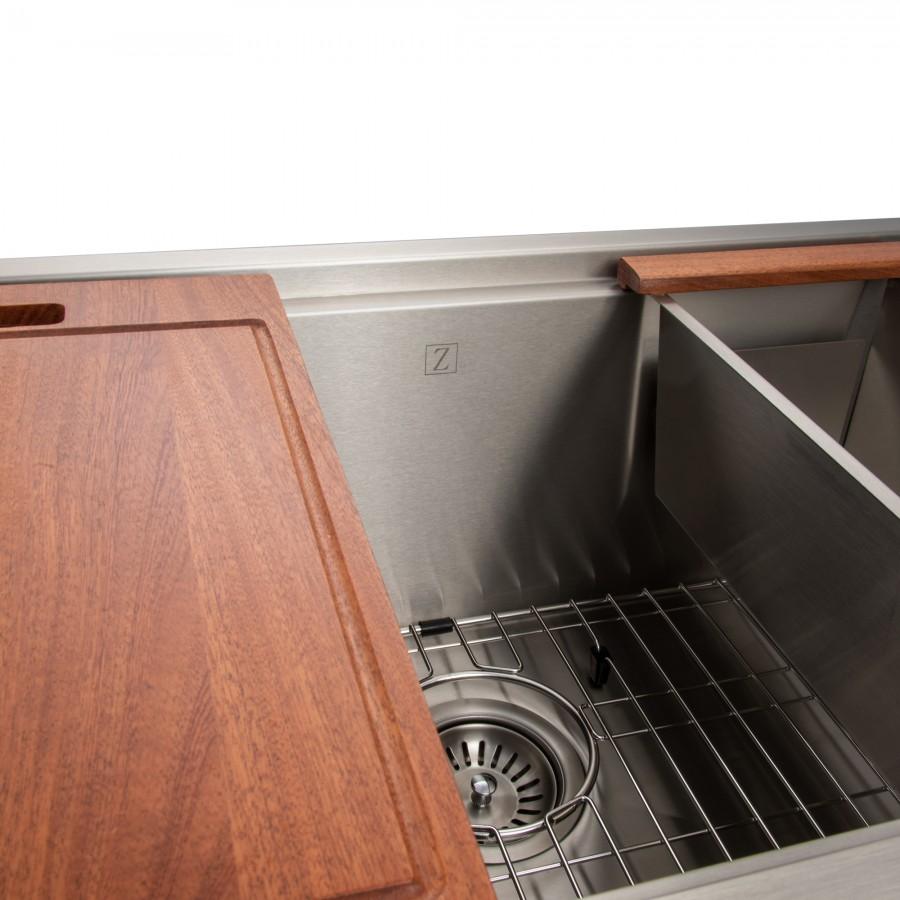 ZLINE 33" Undermount Single Bowl Ledge Sink, Stainless with Accessories, SLS-33