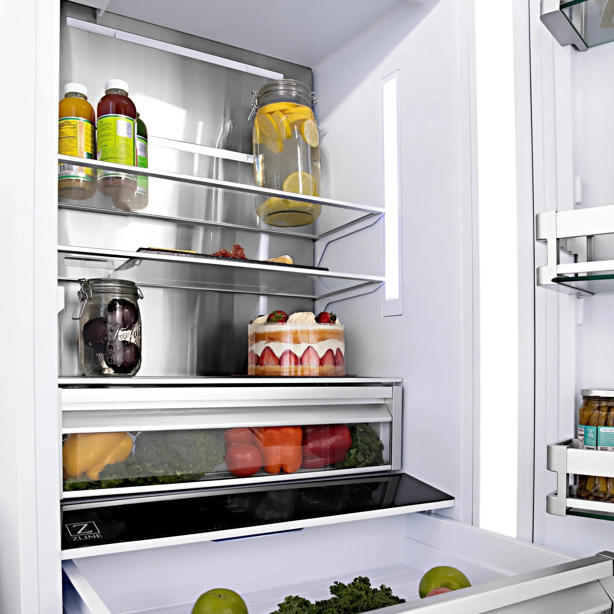 ZLINE 36" 19.6 cu. ft. 3-Door French Door Freezer Refrigerator with Internal Water and Ice Dispenser in Black Stainless Steel - RBIV-BS-36