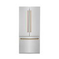 ZLINE 36" Autograph 19.6 cu. ft. 2-Door Bottom Freezer Fridge Water/Ice Dispenser Stainless Steel Champagne Bronze Accents RBIVZ-304-36-CB