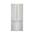 ZLINE 36” Autograph 19.6 cu. ft. 2-Door Bottom Freezer Fridge Water/Ice Dispenser Stainless Steel Gold Accents RBIVZ-304-36-G