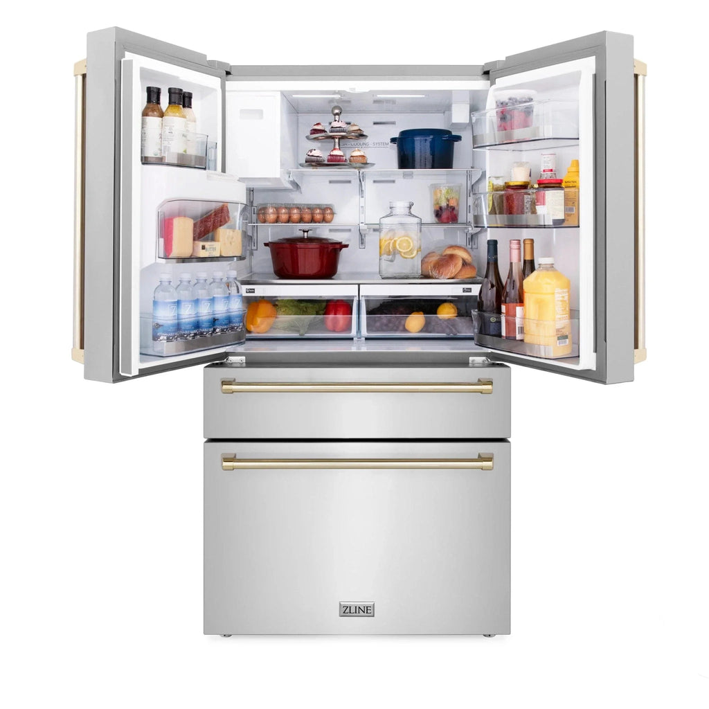 ZLINE 36" Autograph 21.6 cu. ft French Door Refrigerator with Ice Maker in Stainless Steel RFMZ-W-36-G