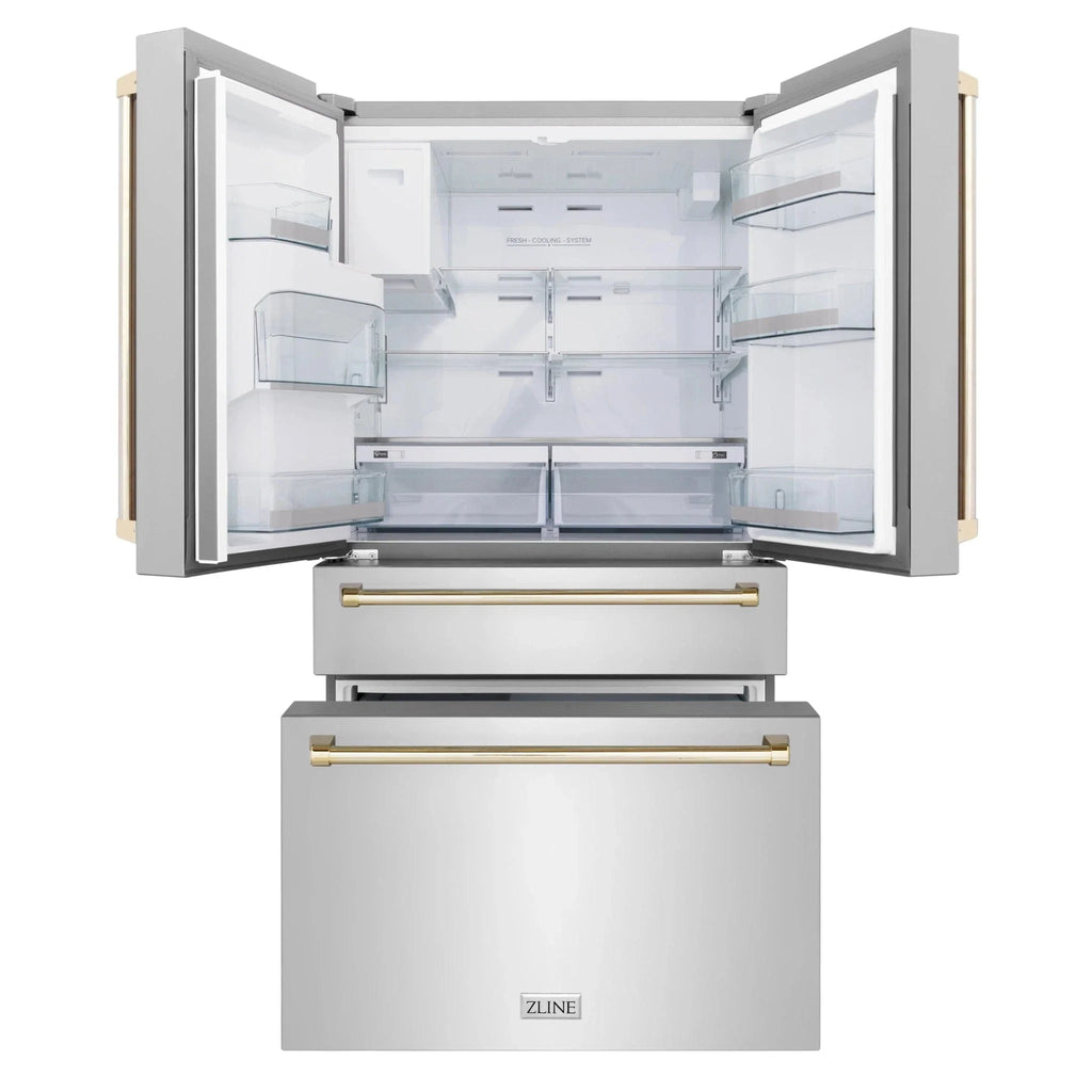 ZLINE 36" Autograph 21.6 cu. ft French Door Refrigerator with Ice Maker in Stainless Steel RFMZ-W-36-G