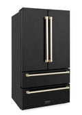 ZLINE 36" Autograph 22.5 cu. Ft French Door Refrigerator with Ice Maker Black Stainless Steel with Gold Accents RFMZ-36-BS-G
