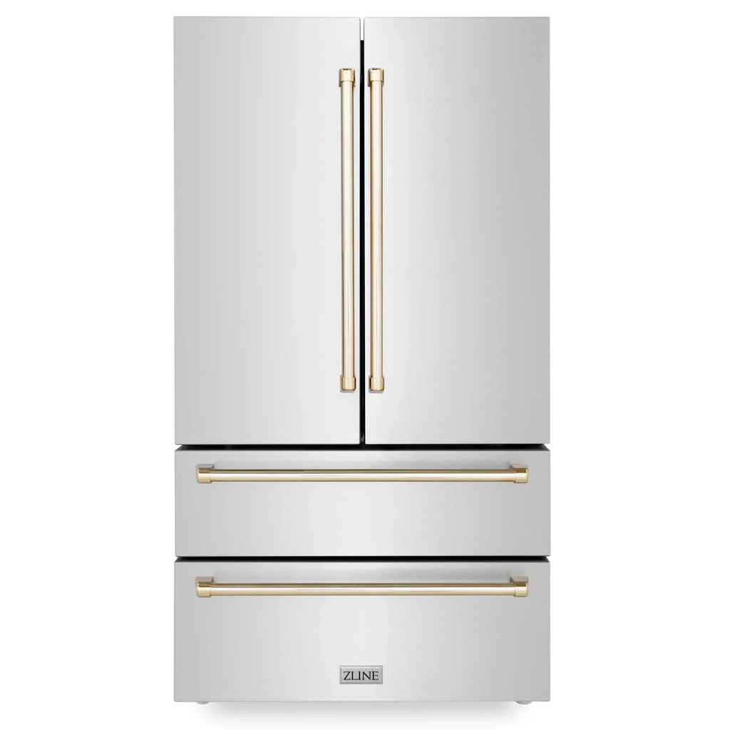 ZLINE 36" Autograph 22.5 cu. ft French Door Refrigerator with Ice Maker  Stainless Steel RFMZ-36-G