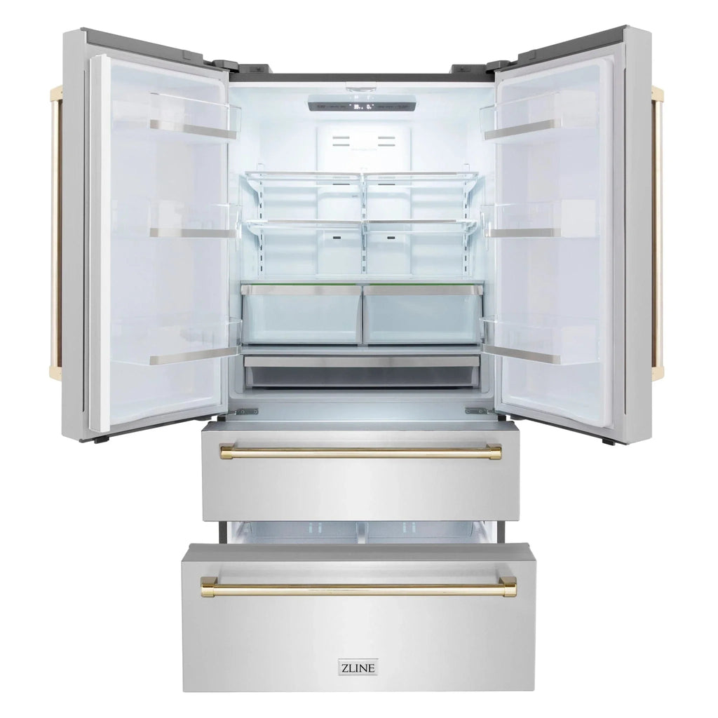 ZLINE 36" Autograph 22.5 cu. ft French Door Refrigerator with Ice Maker  Stainless Steel RFMZ-36-G