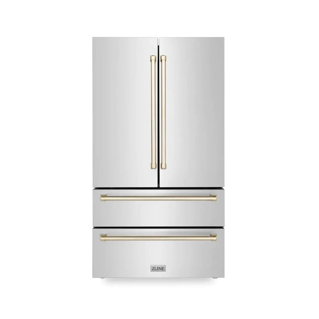 ZLINE 36" Autograph 22.5 cu. ft French Door Refrigerator with Ice Maker  Stainless Steel RFMZ-36-G