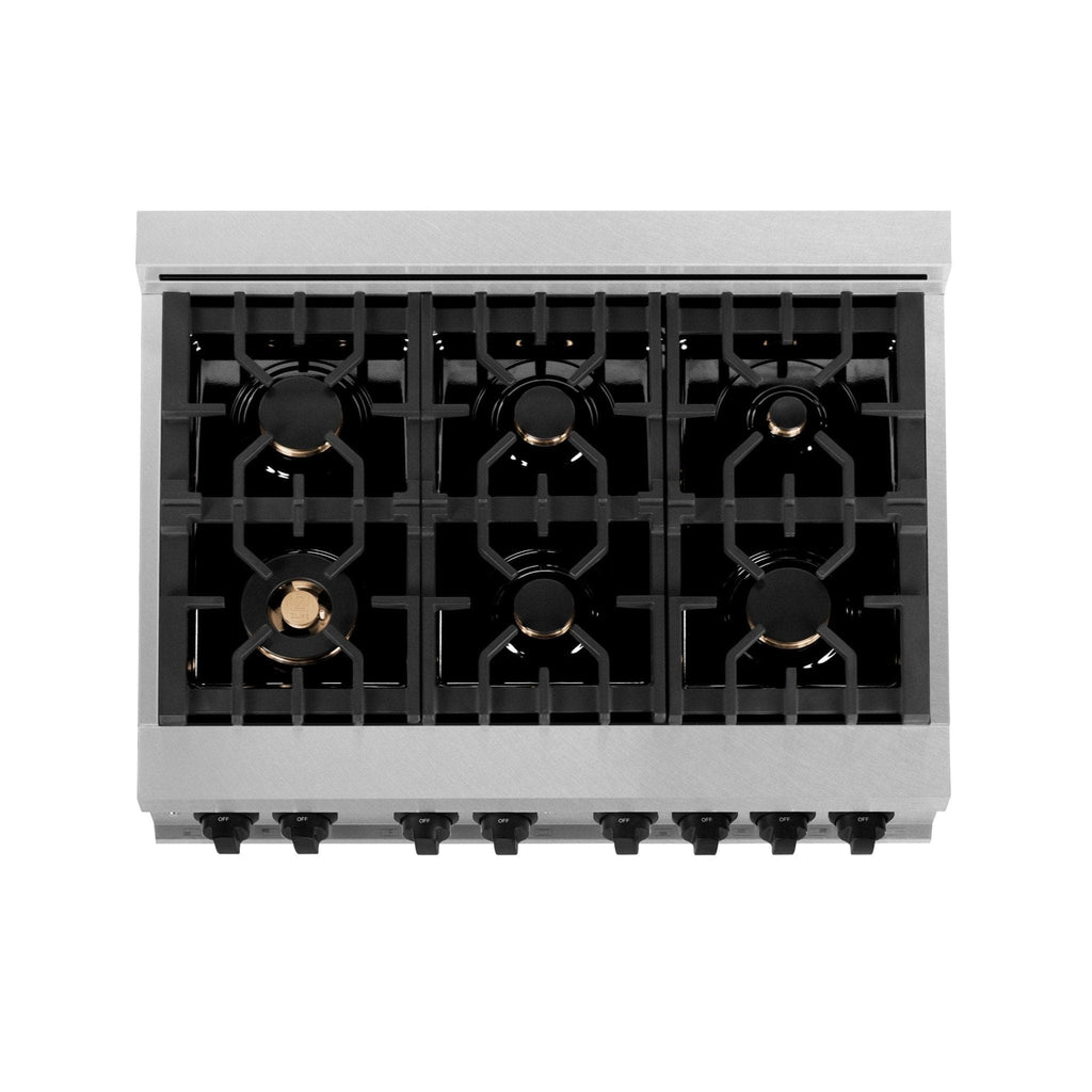 ZLINE 36" Autograph Dual Fuel Range, DuraSnow, Black, RASZ-SN-36-MB