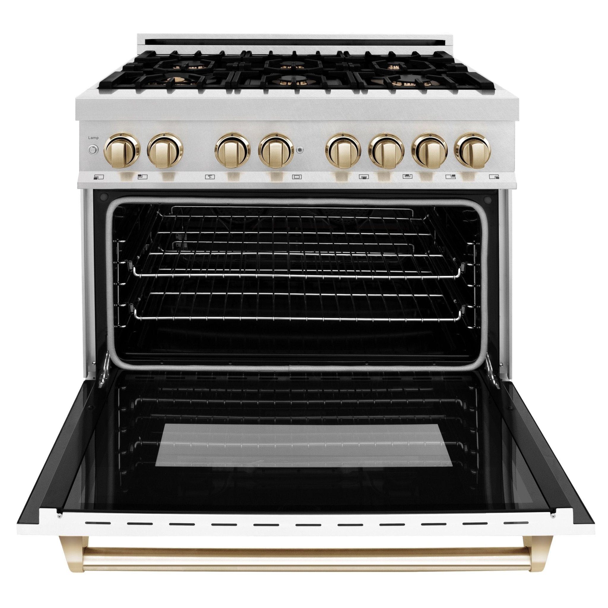 ZLINE 36" Autograph Dual Fuel Range, DuraSnow, White door, RASZ-WM-36-CB