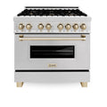 ZLINE 36" Autograph Dual Fuel Range, DuraSnow,Champagne, RASZ-SN-36-CB