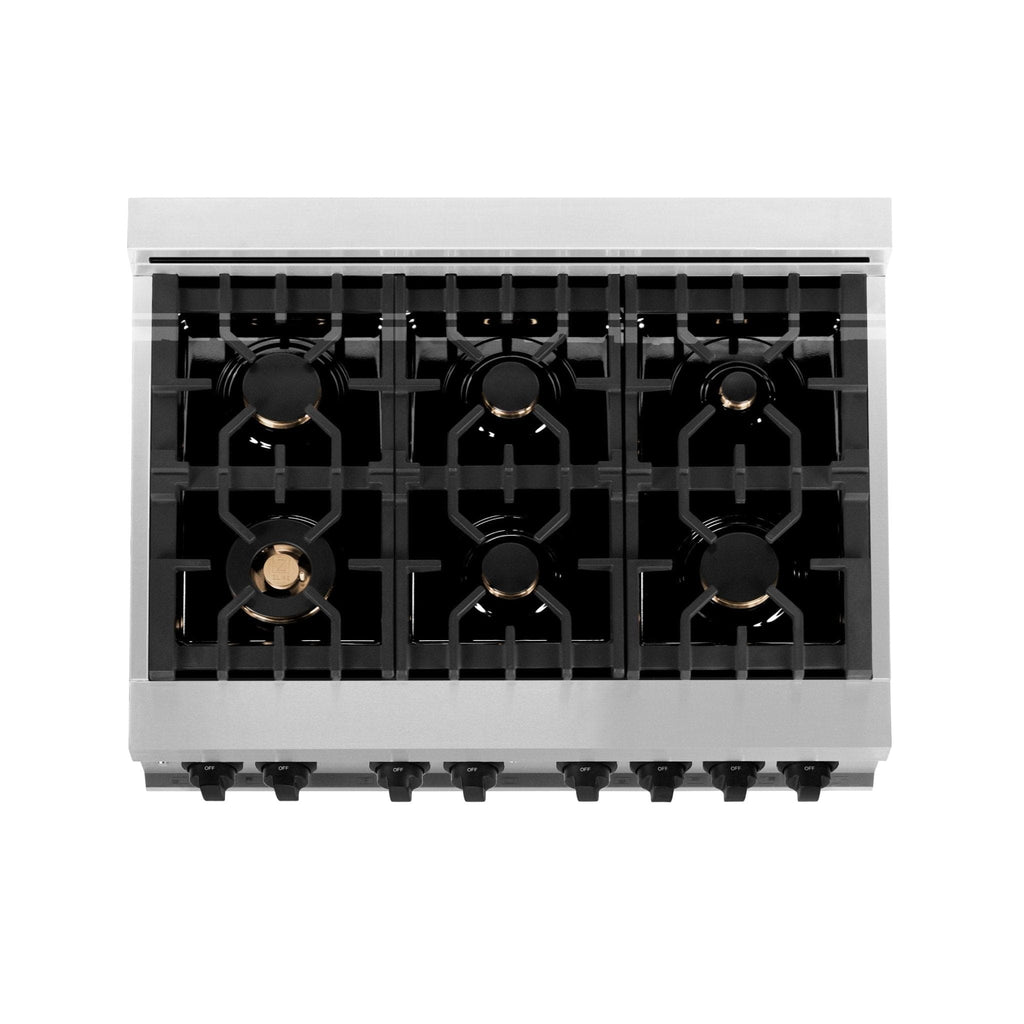 ZLINE 36" Autograph Dual Fuel Range, Stainless Steel, RAZ-36-MB
