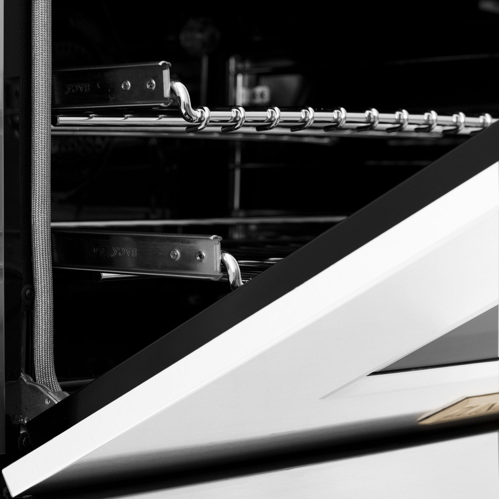 ZLINE 36" Autograph Dual Fuel Range, White, Champaign Accents, RAZ-WM-36-CB