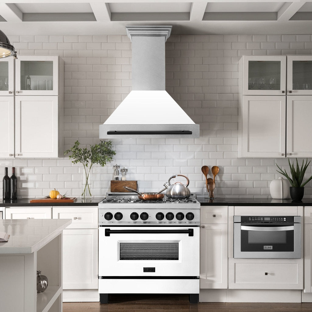 ZLINE 36" Autograph DuraSnow White Range Hood 8654SNZ-WM36-MB