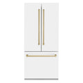 ZLINE Autograph Edition French Door Refrigerator, Internal Water, Ice Dispenser, White Matte, Champagne Bronze Accents RBIVZ-WM