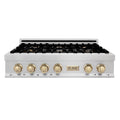 ZLINE 36" Autograph Edition Rangetop, DuraSnow, Gold Accent, RTSZ-36-G