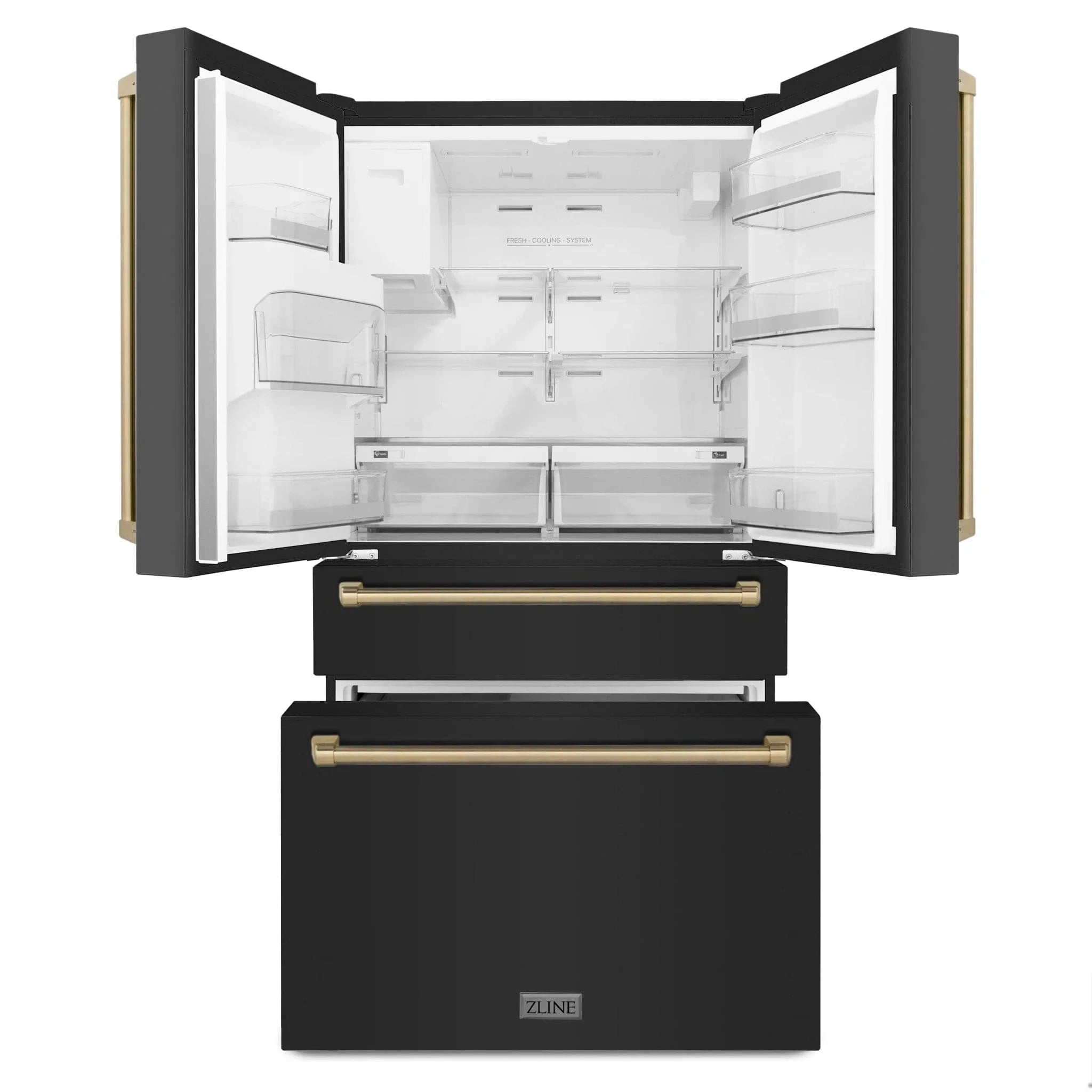 ZLINE 36" Autograph French Door Refrigerator with Water and Ice Dispenser in  Black Stainless Steel RFMZ-W-36-BS-CB