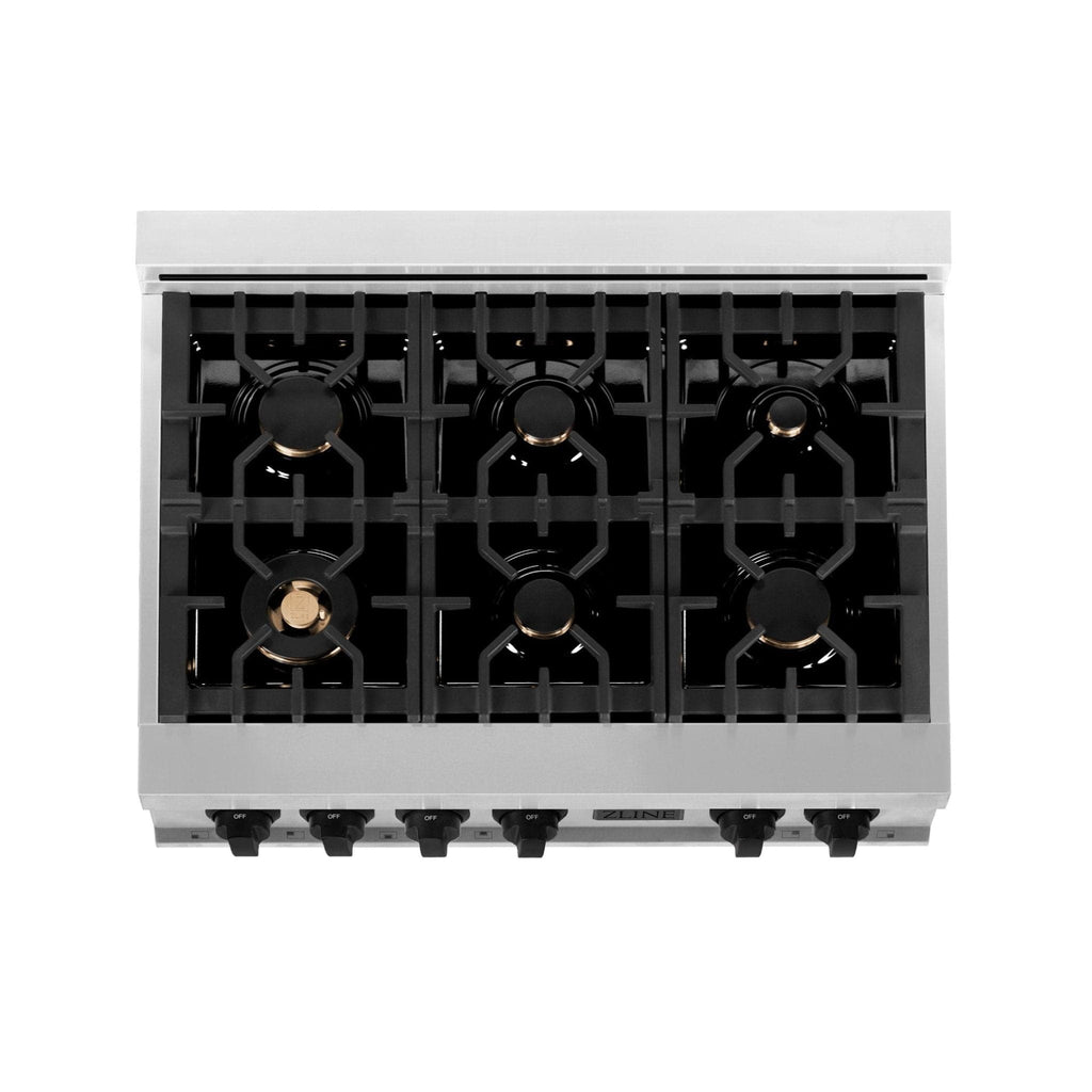ZLINE 36" Autograph Porcelain Rangetop, Stainless,MatteBlack,RTZ-36-MB