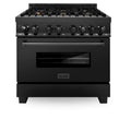 ZLINE 36" Black Stainless, Gas Burner/Electric Oven, Brass Burners, RAB-BR-36